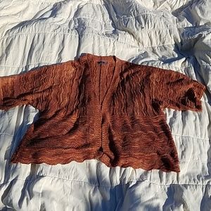 Basic Editions 3X Rust Tones Cardigan Elbow length